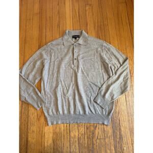 Ponte Vecchio Sweater Mens Large Beige Pure New Wool Collared Pullover Italy